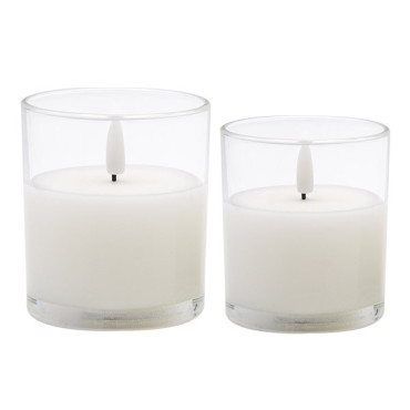 LED White Glass Candle, L-YB7082