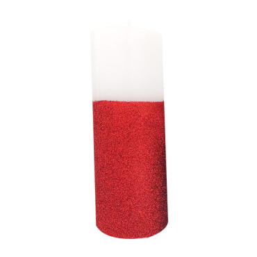 Red Glitter Pillar Candle, JY70190FCF-K